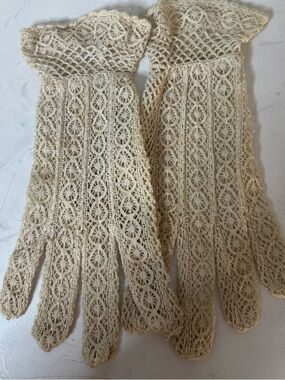 VINTAGE COTTON Crochet Lace Gloves - LARGE